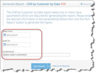 CDR2Cloud Report Parameters